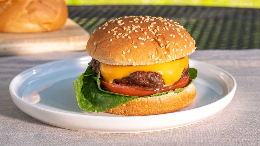 the ultimate burger with black angus beef, cheese, garlic, onion powder, and worcestershire