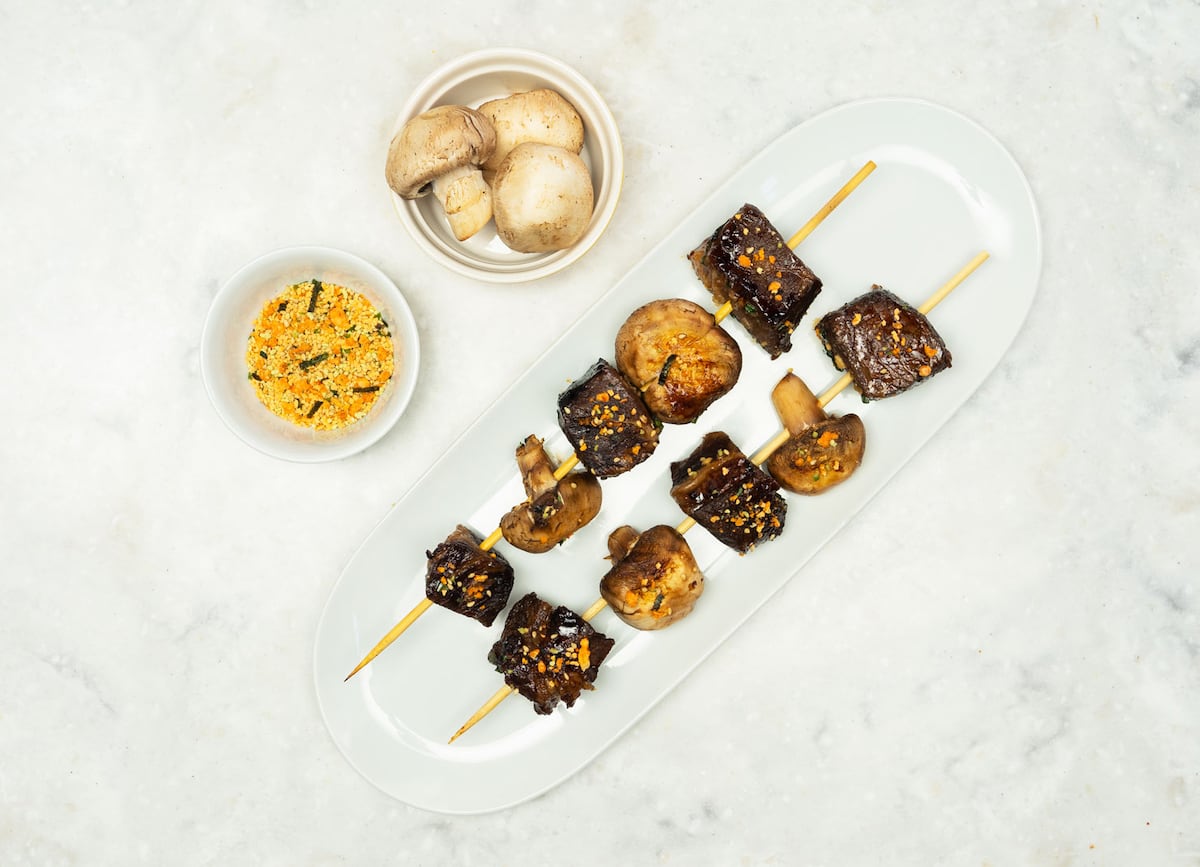 furikake with japanese beef skewers
