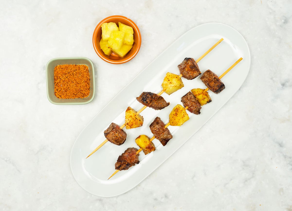 tajin with mexican beef skewer