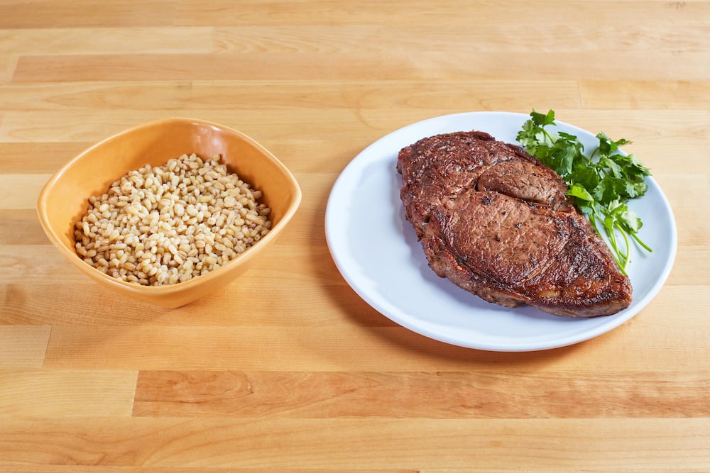 barley with black Angus steak